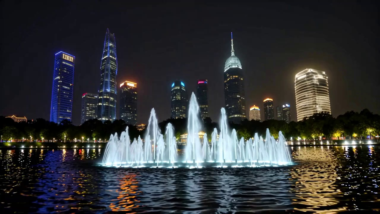 音乐喷泉夜景